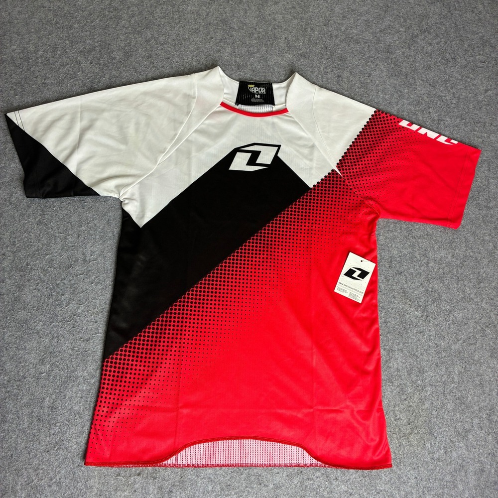 One Industries Vapor Jersey Mens Medium Red Black White Short Sleeve MTB MX NWT